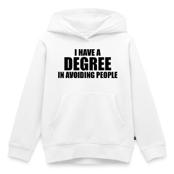 Ik heb een diploma in het vermijden van mensen - Kinder Premium hoodie biologisch - wit - Voor - AI Model Kid Female (0cm)