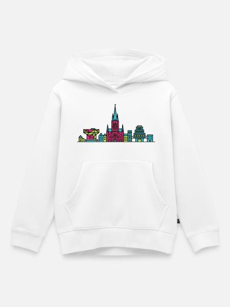 Antwerpener Stadtskyline-Kathedrale Moderne Linienkunst - Kinder Premium Organic Hoodie - Weiß