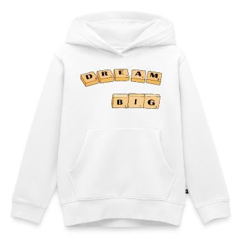 Typographie du Dream Big Block - Sweat Premium à capuche enfant bio - blanc - Devant - AI Model Kid Female (0cm)