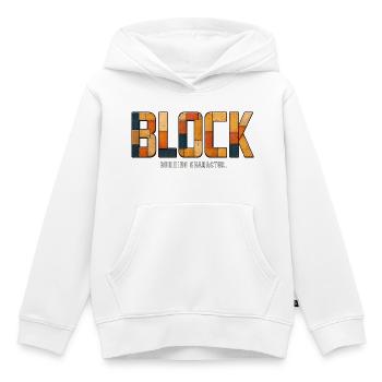 BLOCK – Charakterbau | Holzes Wortspiel - Kinder Premium Organic Hoodie - Weiß - Vorne - AI Model Kid Female (0cm)
