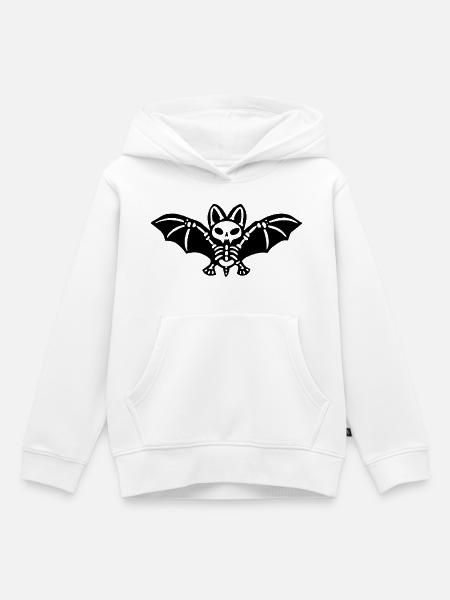 Skelettfledermaus (Schwarz) - Kinder Premium Organic Hoodie - Weiß