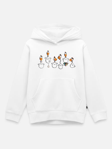 Crazy Chickens - poule - poluets - coq - Sweat Premium à capuche enfant bio - blanc