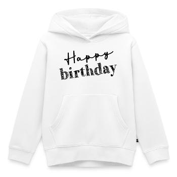 HAPPY BIRTHDAY - Sweat Premium à capuche enfant bio - blanc - Devant - AI Model Kid Female (0cm)