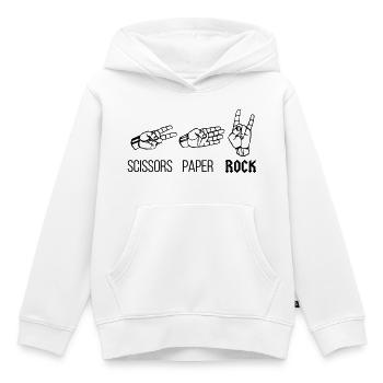 Siccors Paper Rock - Édition Heavy Rock - Sweat Premium à capuche enfant bio - blanc - Devant - AI Model Kid Female (0cm)