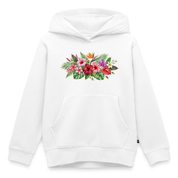 Tropical Blossoms Pattern - Kids Premium Organic Hoodie - white - Front - AI Model Kid Female (0cm)