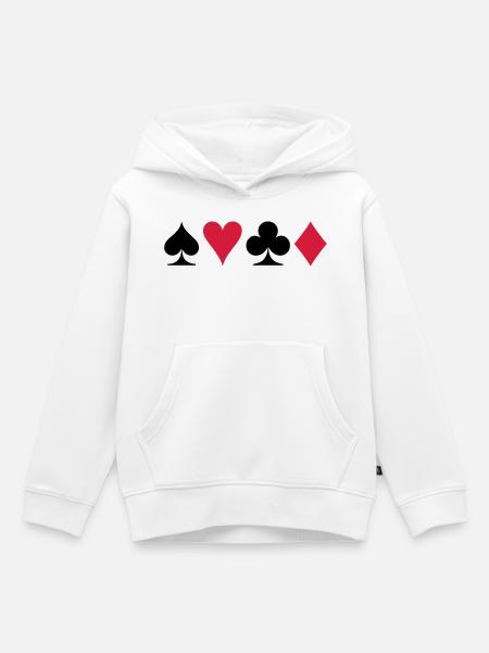 Poker - Jeu de cartes - Sweat Premium à capuche enfant bio - blanc