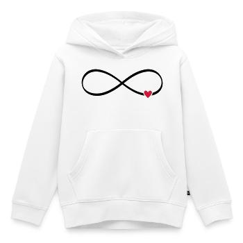 Signe infini amour coeur infini - Sweat Premium à capuche enfant bio - blanc - Devant - AI Model Kid Female (0cm)