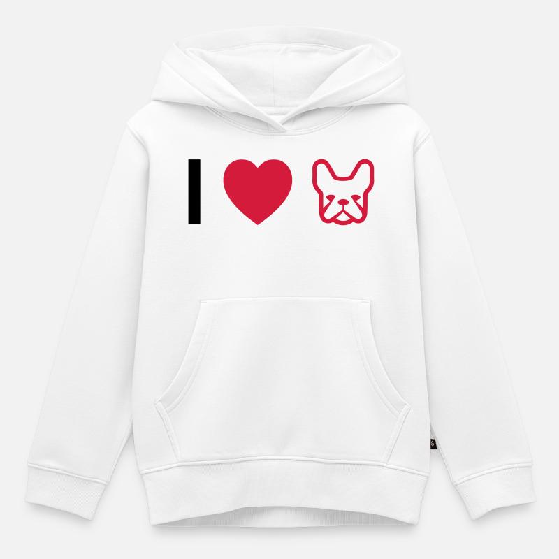bouledogue français - Sweat Premium à capuche enfant bio - blanc