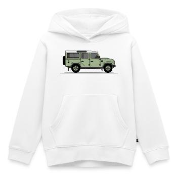 Défenseur 110 - Sweat Premium à capuche enfant bio - blanc - Devant - AI Model Kid Female (0cm)