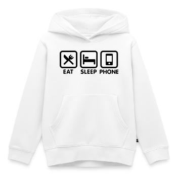 manger dormir téléphone - Sweat Premium à capuche enfant bio - blanc - Devant - AI Model Kid Female (0cm)