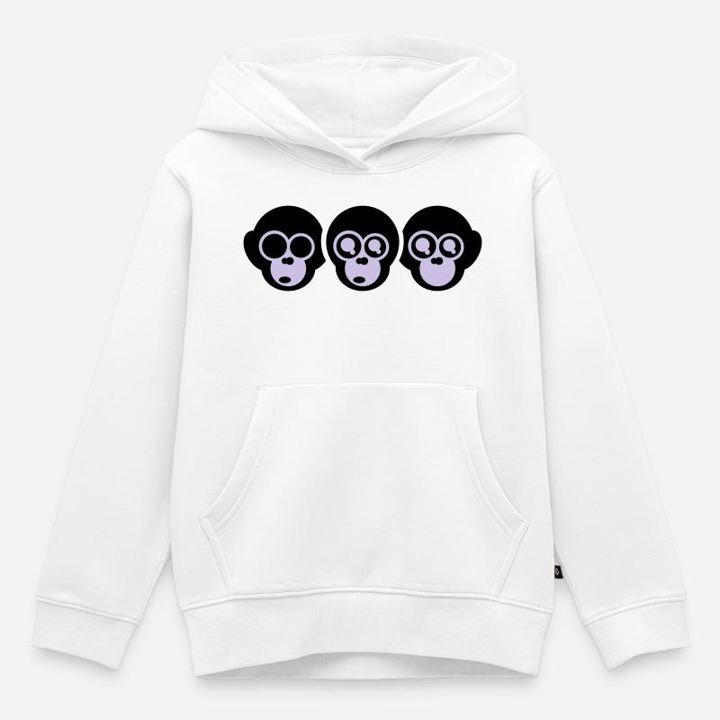trois singes - Sweat Premium à capuche enfant bio - blanc