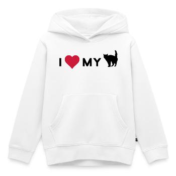 i love my cat - Sweat Premium à capuche enfant bio - blanc - Devant - AI Model Kid Female (0cm)