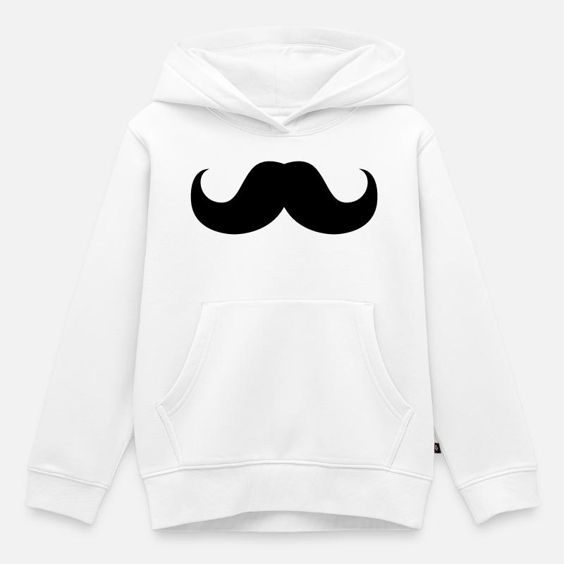 moustaches moustache barbe - Sweat Premium à capuche enfant bio - blanc