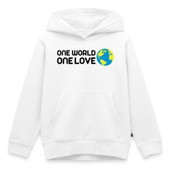One World One Love - Kids Premium Organic Hoodie - white - Front - AI Model Kid Female (0cm)