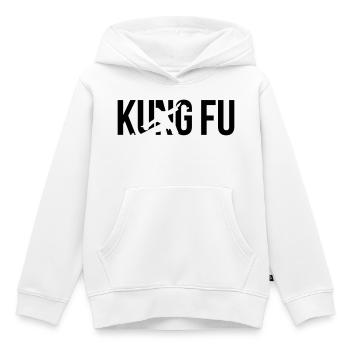 kung fu - Sweat Premium à capuche enfant bio - blanc - Devant - AI Model Kid Female (0cm)