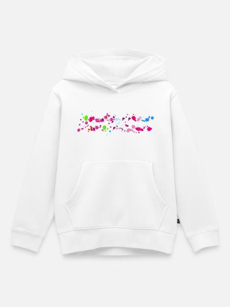 Bunter Farbspritzer Muster - Kinder Premium Organic Hoodie - Weiß