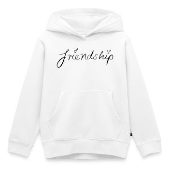 amitié - Sweat Premium à capuche enfant bio - blanc - Devant - AI Model Kid Female (0cm)