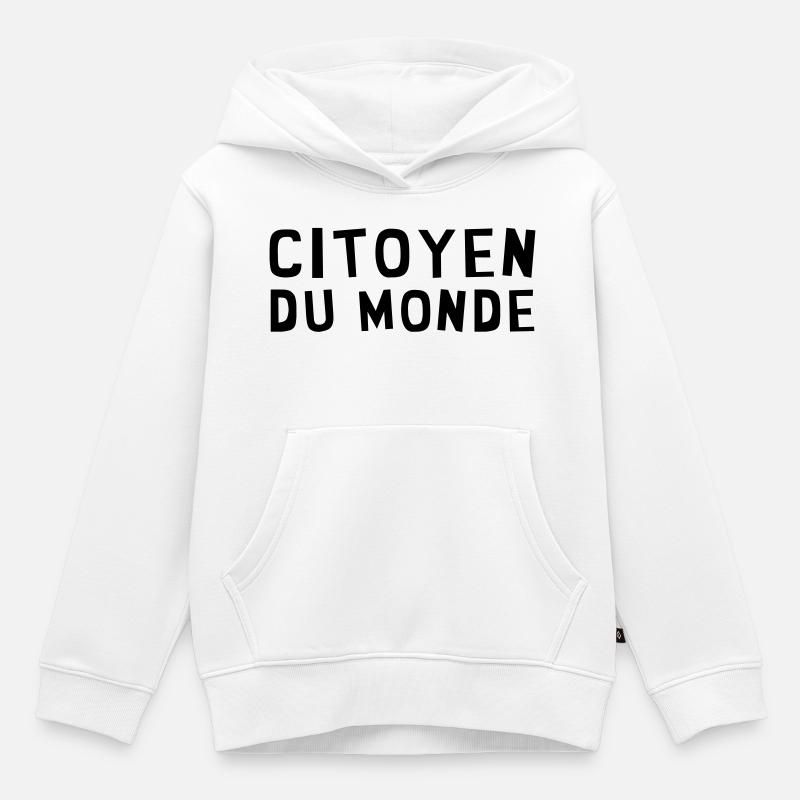 revolution / paix / peuple / voyage / écolo / - Sweat Premium à capuche enfant bio - blanc