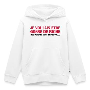 Gosse de riche - Sweat Premium à capuche enfant bio - blanc - Devant - AI Model Kid Female (0cm)