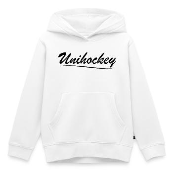 Unihockey Floorball - Kinder Premium Organic Hoodie - Weiß - Vorne - AI Model Kid Female (0cm)