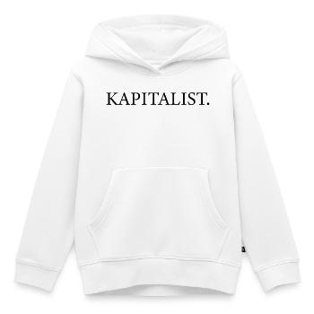 Kapitalist Statement – Klare Typografie  Beschreib - Kinder Premium Organic Hoodie - Weiß - Vorne - AI Model Kid Female (0cm)