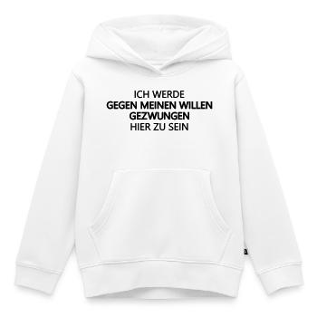 zwingen Zwang, launisch angepisst, asozial, Ironie - Kinder Premium Organic Hoodie - Weiß - Vorne - AI Model Kid Female (0cm)