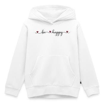 Soyez heureux - Sweat Premium à capuche enfant bio - blanc - Devant - AI Model Kid Female (0cm)