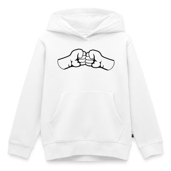 2 Bro Poing serré poings amis équipe salutation - Sweat Premium à capuche enfant bio - blanc - Devant - AI Model Kid Female (0cm)