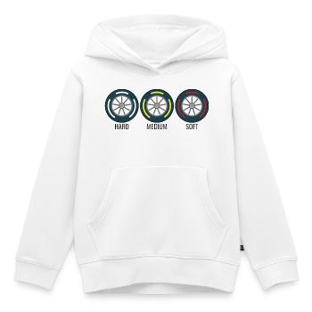 Pneus Formule voiture course - Sweat Premium à capuche enfant bio - blanc - Devant - AI Model Kid Female (0cm)