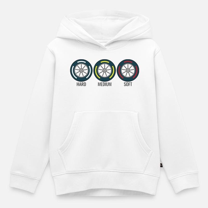 Pneus Formule voiture course - Sweat Premium à capuche enfant bio - blanc