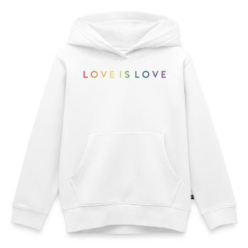 LOVE IS LOVE - Sweat Premium à capuche enfant bio - blanc - Devant - AI Model Kid Female (0cm)
