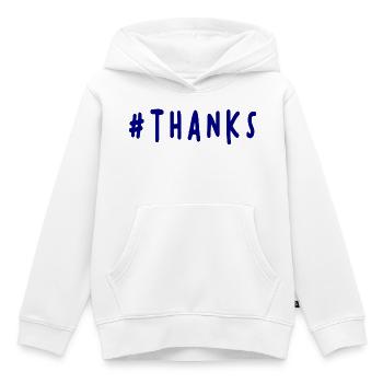THANK YOU. THANKS. THANK YOU. ANNIVERSARY. BIRTH. - Kids Premium Organic Hoodie - white - Front - AI Model Kid Female (0cm)