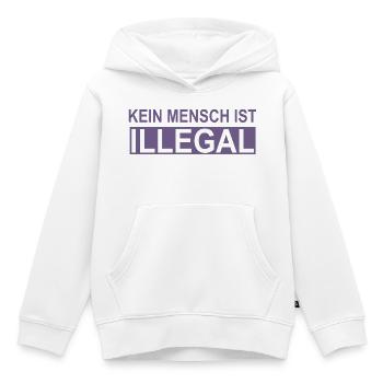Aucun être humain n’est illégal - Sweat Premium à capuche enfant bio - blanc - Devant - AI Model Kid Female (0cm)