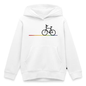 Rainbow Bike Route with Black Bike - Kids Premium Organic Hoodie - white - Front - AI Model Kid Female (0cm)