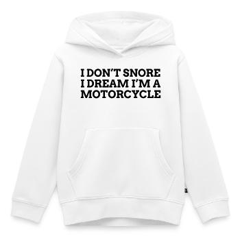 Je ne ronfle pas je rêve Moto 1c - Sweat Premium à capuche enfant bio - blanc - Devant - AI Model Kid Female (0cm)