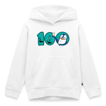 Pingouin du 100e anniversaire - Sweat Premium à capuche enfant bio - blanc - Devant - AI Model Kid Female (0cm)