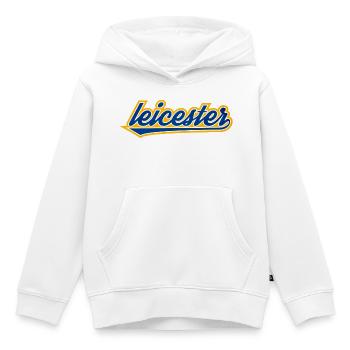 Leicester Script Swoosh sur les vêtements - Sweat Premium à capuche enfant bio - blanc - Devant - AI Model Kid Female (0cm)