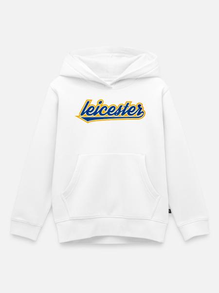 Leicester Script Swoosh auf Kleidung - Kinder Premium Organic Hoodie - Weiß