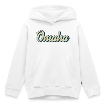 Omaha Script Rétro - Sweat Premium à capuche enfant bio - blanc - Devant - AI Model Kid Female (0cm)