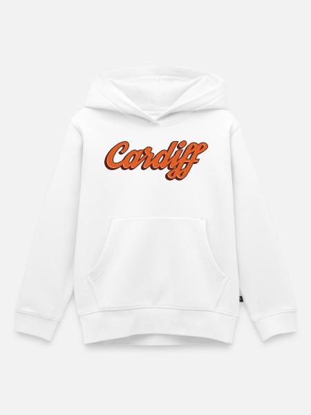 Cardiff Script Orange - Kinder Premium Organic Hoodie - Weiß