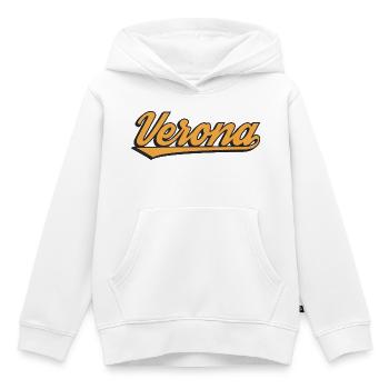 Logo rétro script de Vérone - Sweat Premium à capuche enfant bio - blanc - Devant - AI Model Kid Female (0cm)