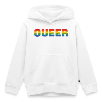 Rainbow queer LGBT CSD Chemise lgbtqi queer - Sweat Premium à capuche enfant bio - blanc - Devant - AI Model Kid Female (0cm)