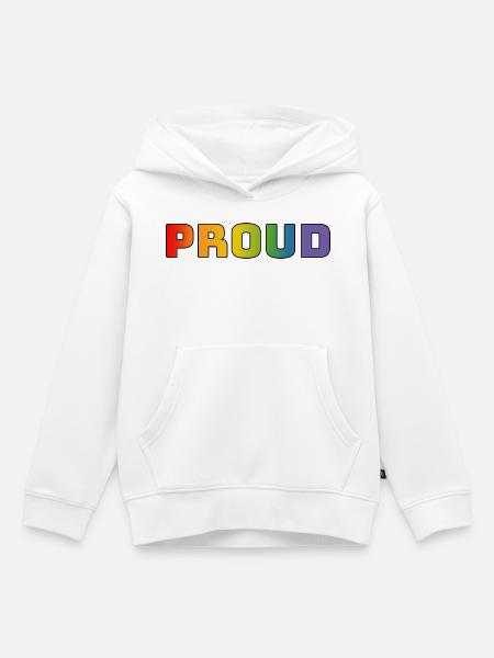 Regenbogen proud schwarz - Kinder Premium Organic Hoodie - Weiß