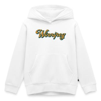 Winnipeg Retro Script - Sweat Premium à capuche enfant bio - blanc - Devant - AI Model Kid Female (0cm)