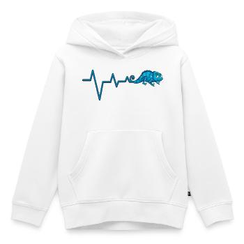 Ligne de battement de cœur caméléon bleu - Sweat Premium à capuche enfant bio - blanc - Devant - AI Model Kid Female (0cm)