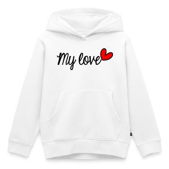 HERZ. HERZ. VALENTINSTAG. LIEBE. LIEBE. PAAR. - Kinder Premium Organic Hoodie - Weiß - Vorne - AI Model Kid Female (0cm)