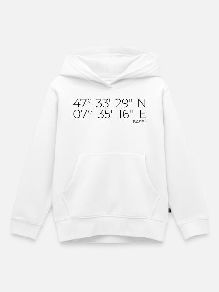 Koordinaten Basel - Kinder Premium Organic Hoodie - Weiß