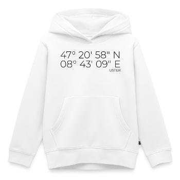 Koordinaten Uster - Kinder Premium Organic Hoodie - Weiß - Vorne - AI Model Kid Female (0cm)