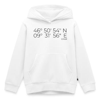 Coordonnées : Coire, Grisons - Sweat Premium à capuche enfant bio - blanc - Devant - AI Model Kid Female (0cm)