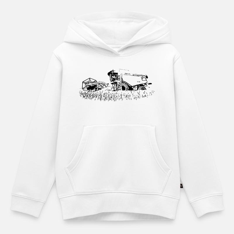 Moissonneuse-batteuse 600 - Sweat Premium à capuche enfant bio - blanc
